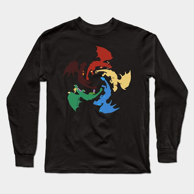 5 Dragons Flights Long Sleeve T-Shirt by Rackham